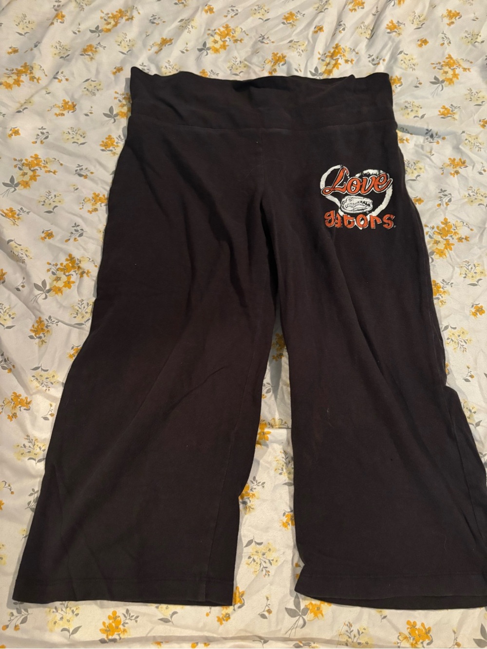 Soffe Black Capri Pants with Orange 'Love' Graphic